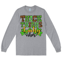 Heather Grey St. Patrick's Thick thighs lucky vibes Long Sleeve Tee - OliviaCreatesArt