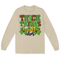 Mushroom St. Patrick's Thick thighs lucky vibes Long Sleeve Tee - OliviaCreatesArt