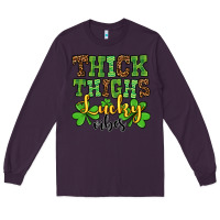 Plum St. Patrick's Thick thighs lucky vibes Long Sleeve Tee - OliviaCreatesArt