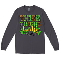 Smoke St. Patrick's Thick thighs lucky vibes Long Sleeve Tee - OliviaCreatesArt