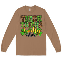 Toasted Coconut St. Patrick's Thick thighs lucky vibes Long Sleeve Tee - OliviaCreatesArt