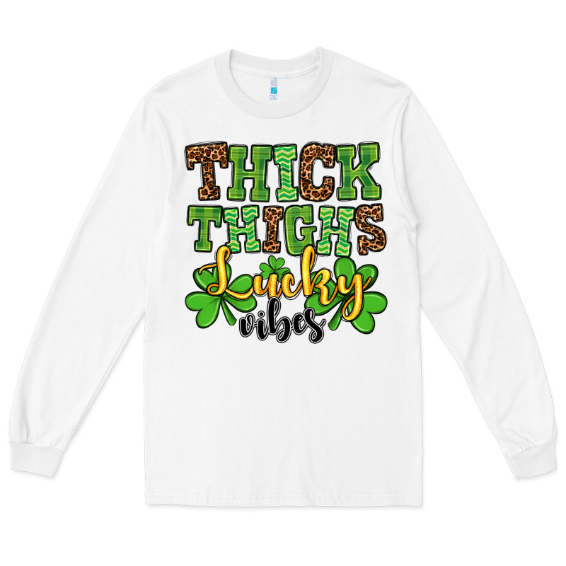 St. Patrick's Thick Thighs Lucky Vibes Long Sleeve Tee by OliviaCreatesArt | Teevron