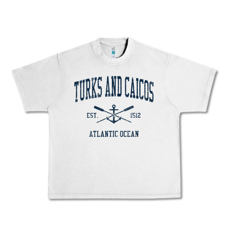Turks And Caicos Vintage Navy Crossed Oars & Boat Anchor Urban Heavy Tee by trangStudio | Teevron