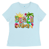 Baby Blue Beach vibes Ladies Tee - NancyCooperArtShop