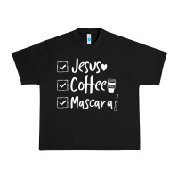Black Checklist Jesus Coffee Mascara Urban Heavy Tee - trangStudio