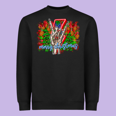 Punk Rock Merry Christmas Heavyweight Sweatshirt Designed By Cowhidedigitalart