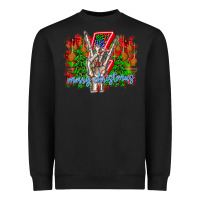 Black punk rock Merry Christmas Heavyweight Sweatshirt - CowhideDigitalArt