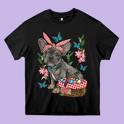 Easter French Bulldog Heavy Core Tee Designed By Ranaportraitstore