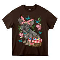 Chocolate Brown easter french bulldog Heavy Core Tee - RanaPortraitStore