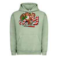 Pigment Oil Green joy with baseball and christmas gift and candies Urban Hoodie - AdoDesignShop