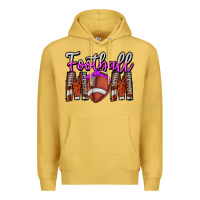 Antique Gold Football Mom Premium Hoodie - CowhideDigitalArt