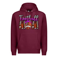 Burgundy Football Mom Premium Hoodie - CowhideDigitalArt