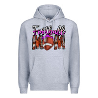 Heather Grey Football Mom Premium Hoodie - CowhideDigitalArt