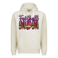 Oatmeal Heather Football Mom Premium Hoodie - CowhideDigitalArt