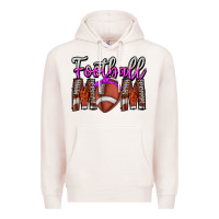 Pale Pink Football Mom Premium Hoodie - CowhideDigitalArt