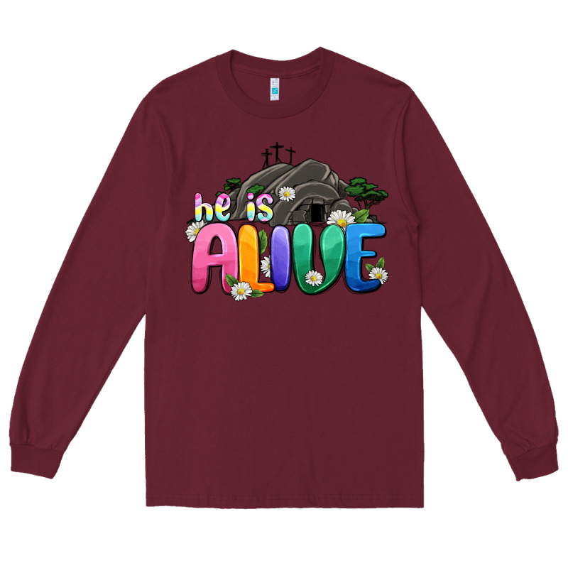 Easter Day He Is Alive Long Sleeve Tee by OliviaCreatesArt | Teevron