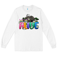 White Easter Day He is alive Long Sleeve Tee - OliviaCreatesArt