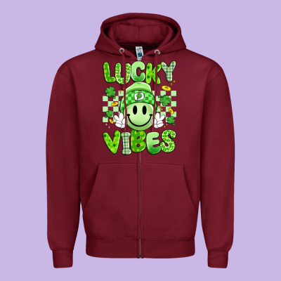 Lucky Vibes Zipper Hoodie Designed By Artiststas