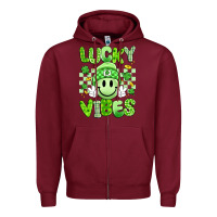 Burgundy lucky vibes Zipper Hoodie - Artiststas