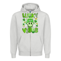 Dove Grey lucky vibes Zipper Hoodie - Artiststas
