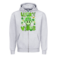 Heather Grey lucky vibes Zipper Hoodie - Artiststas