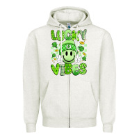 Oatmeal Heather lucky vibes Zipper Hoodie - Artiststas