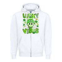 White lucky vibes Zipper Hoodie - Artiststas