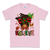 Bubblegum Pink christmas believe afro messy bun Classic Tee - texasbilliewilder