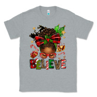 Heather Grey christmas believe afro messy bun Classic Tee - texasbilliewilder