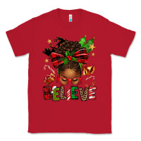 Red christmas believe afro messy bun Classic Tee - texasbilliewilder