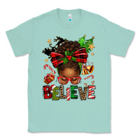 Seafoam christmas believe afro messy bun Classic Tee - texasbilliewilder