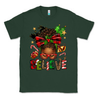 Sports Green christmas believe afro messy bun Classic Tee - texasbilliewilder
