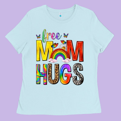 Free Mom Hugs With Butterflies Ladies Tee Designed By Texasbilliewilder