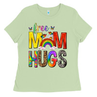 Matcha Free Mom Hugs with Butterflies Ladies Tee - texasbilliewilder