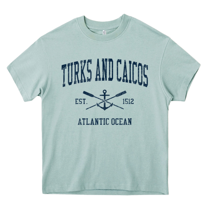 Turks And Caicos Vintage Navy Crossed Oars & Boat Anchor Heavy Core Tee by trangStudio | Teevron
