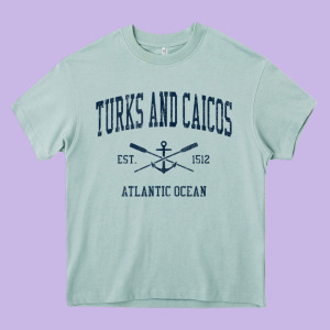 Turks And Caicos Vintage Navy Crossed Oars & Boat Anchor Heavy Core Tee Designed By Trangstudio