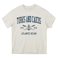 Cream Turks And Caicos Vintage Navy Crossed Oars & Boat Anchor Heavy Core Tee - trangStudio