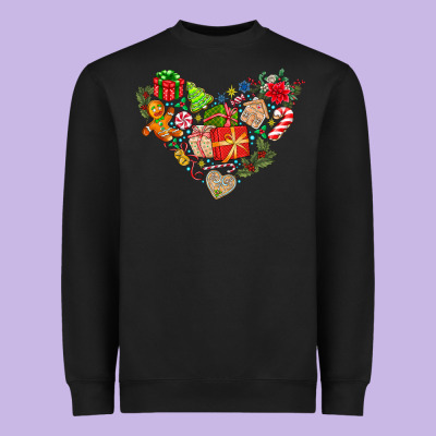 Merry Christmas Heart Heavyweight Sweatshirt Designed By Cowhidedigitalart