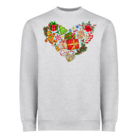 Heather Grey merry Christmas heart Heavyweight Sweatshirt - CowhideDigitalArt