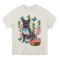 Cream Easter Pitbull Heavy Core Tee - RanaPortraitStore