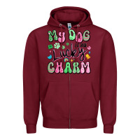 Burgundy my dog is my lucky charm Zipper Hoodie - Artiststas