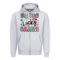 Heather Grey my dog is my lucky charm Zipper Hoodie - Artiststas
