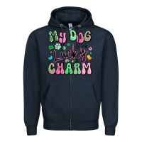 Navy my dog is my lucky charm Zipper Hoodie - Artiststas