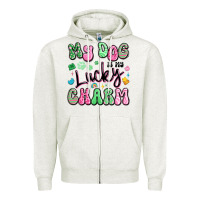Oatmeal Heather my dog is my lucky charm Zipper Hoodie - Artiststas