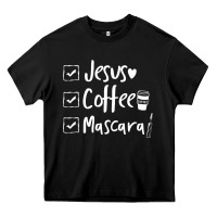 Black Checklist Jesus Coffee Mascara Heavy Core Tee - trangStudio