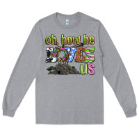 Heather Grey Easter Day Oh he loves us Long Sleeve Tee - OliviaCreatesArt