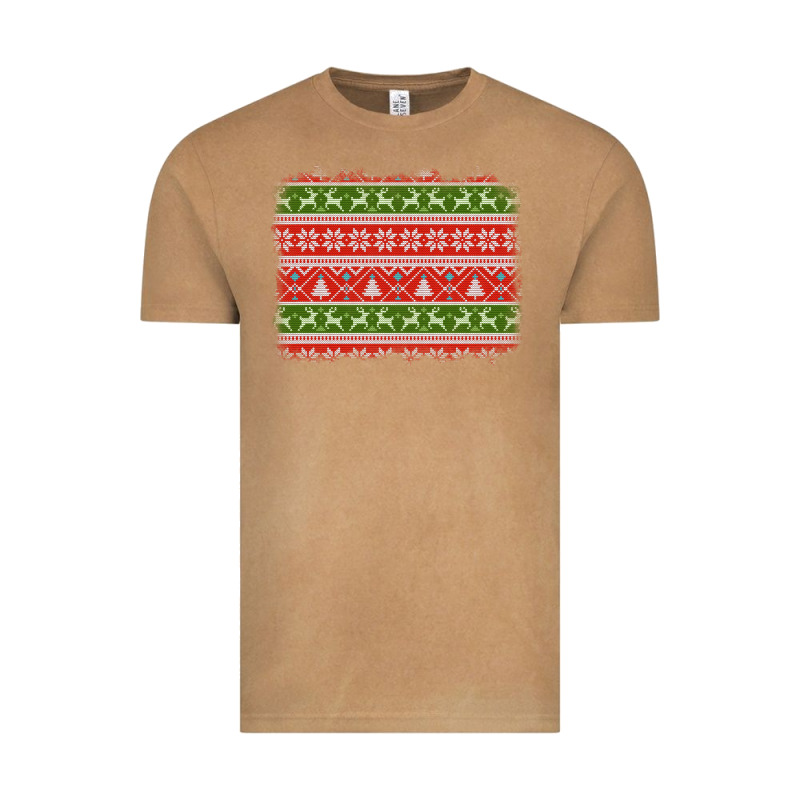 Knitted Christmas Reindeer Pine Tree Background Vintage Tee by Jasminsmagicworld | Teevron
