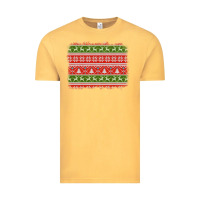 Vintage Mustard knitted christmas reindeer pine tree background Vintage Tee - Jasminsmagicworld