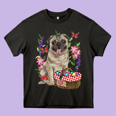 Easter Pug Heavy Core Tee Designed By Ranaportraitstore