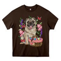 Chocolate Brown Easter pug Heavy Core Tee - RanaPortraitStore